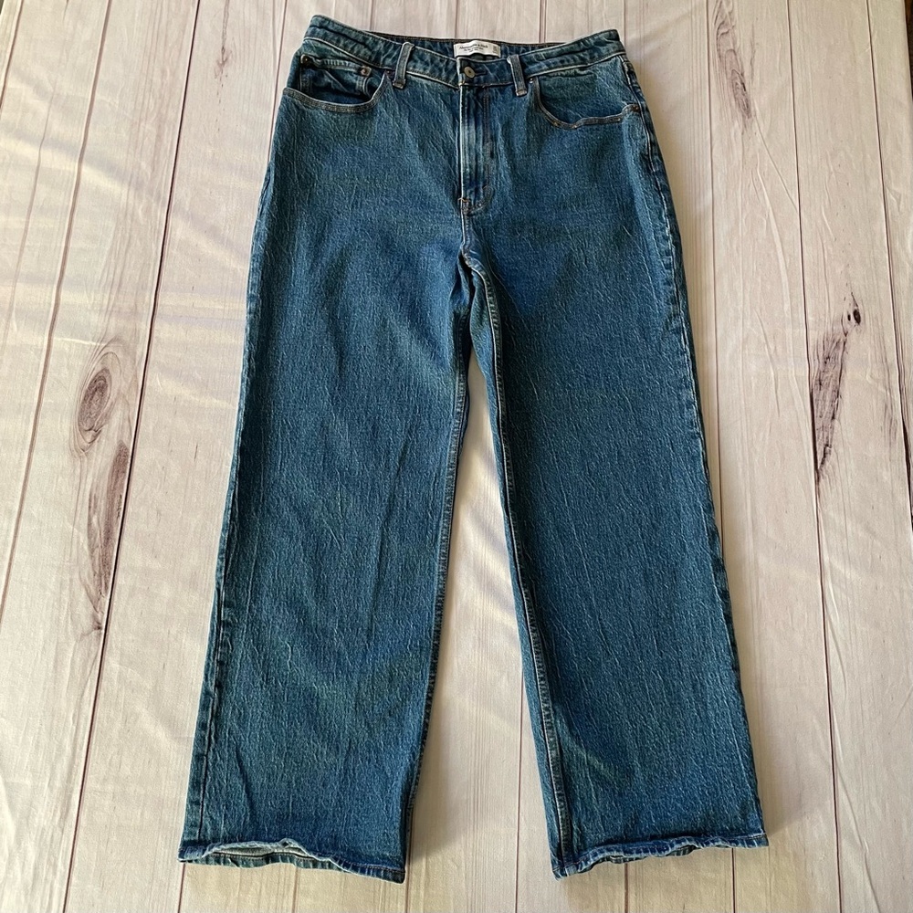Abercrombie & Fitch The 90s Relaxed Jeans Women’s 32 | 14 R High Rise Curve Love - Picture 2 of 15
